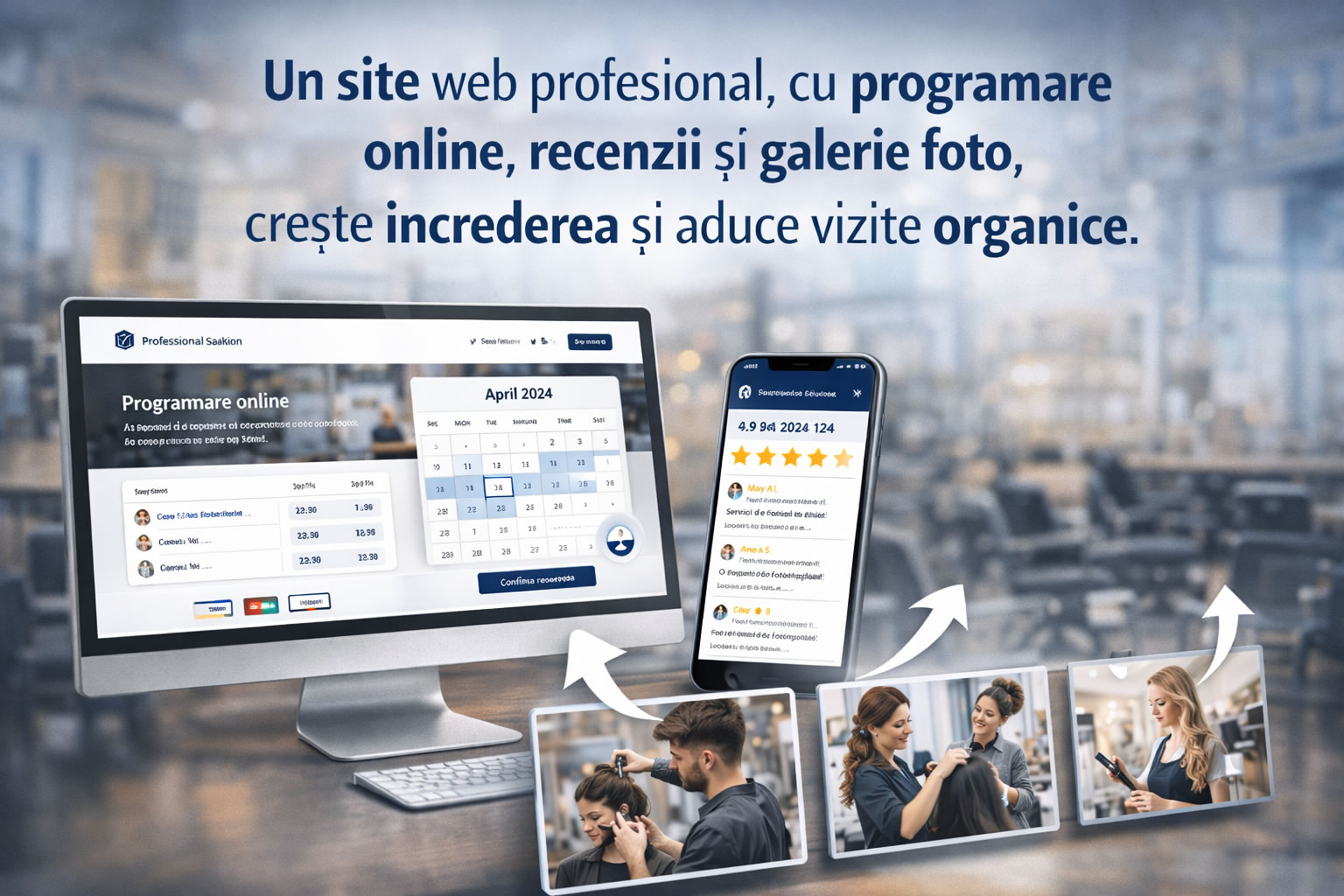 Un site web profesional, cu programare online, recenzii și galerie foto